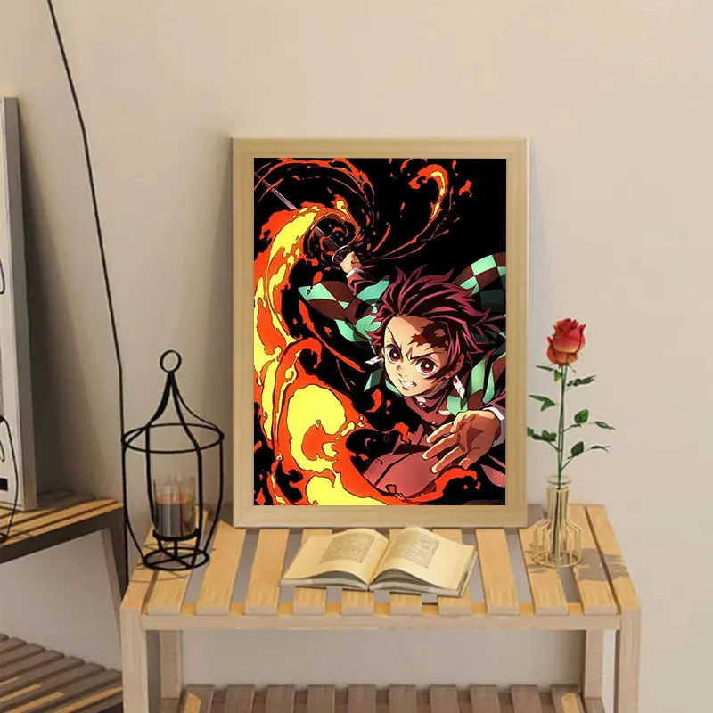 

Anime Demon Slayer LED Light Painting Night Light Framework Bedroom Decor Kimetsu No Yaiba Painting Photo Frame Lamp Kid Gifts