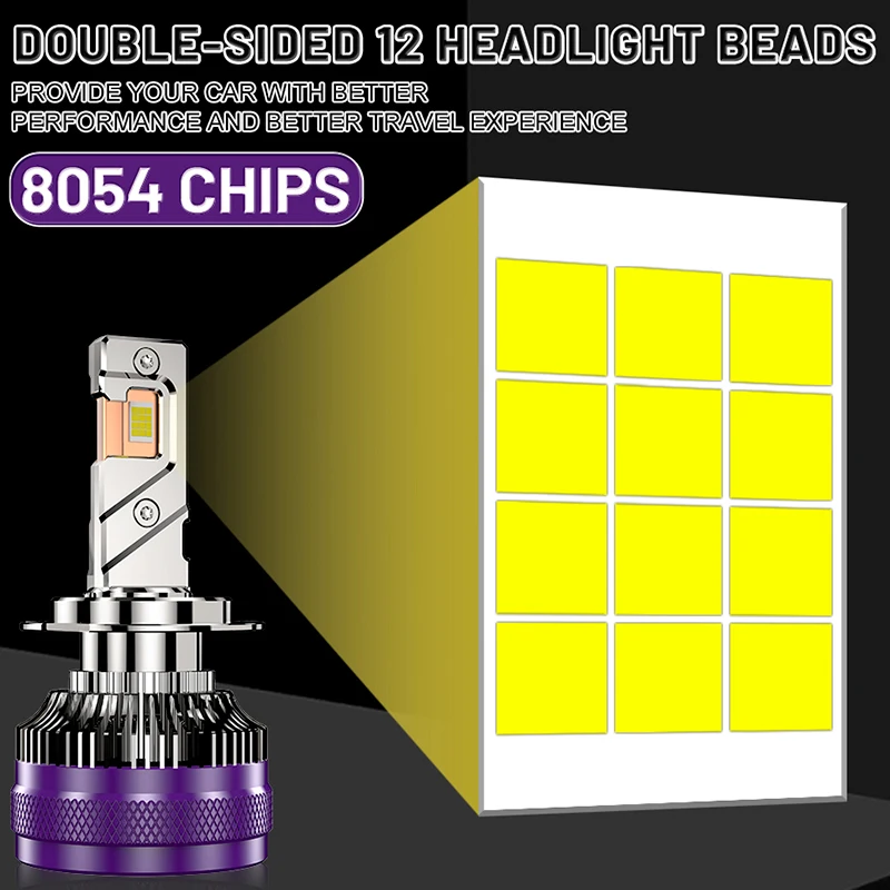LED 캔버스 자동차 헤드라이트 전구, CSP 안개등, 1300W, 1000000LM, H7, H4, H9, H11, HB3, 9005, HB4, 9006, H1, 9012, Hir2, 6000K, 8054