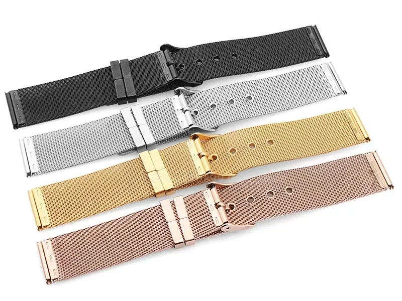 Premium Mesh Milanese Stainless Steel Watch Band with Pin Buckle - Adjustable 0.4mm Strap