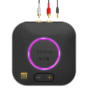 High Pass Bluetooth 5.2 Receiver LDAC Volume SBC,AAC,aptx,aptxLL,aptxHD,,LDAC(up to 990 kbps/LPCM 96kHz/24bit) RCA 3.5mm Audio 1