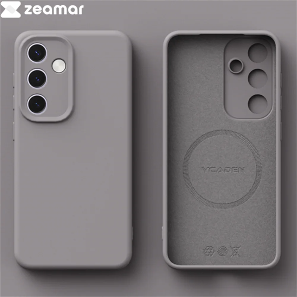Enhanced Liquid Silicone Magnetic Case with Built-In Flock Cover - Wireless Charging Compatible