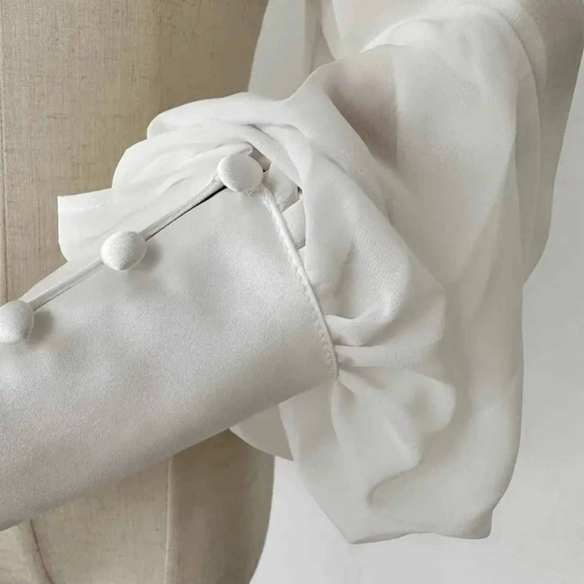 Chiffon Stain Long Sleeves with Elastic Band Wedding Gown Cap Sleeves Bridal Accessory Detachable Puff Removable Gloves
