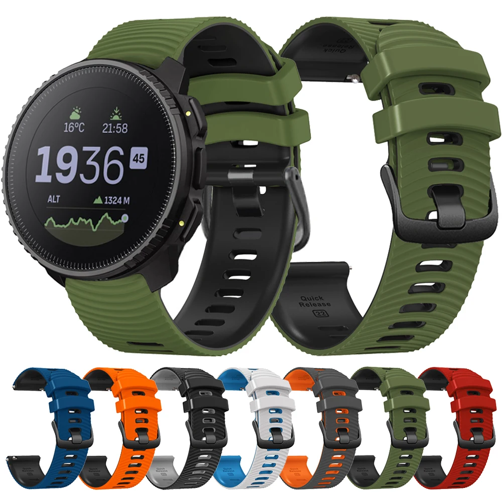 

Ремешок силиконовый для Suunto Race / 5 9 Peak Pro, браслет для вертикальных наручных часов, 22 мм