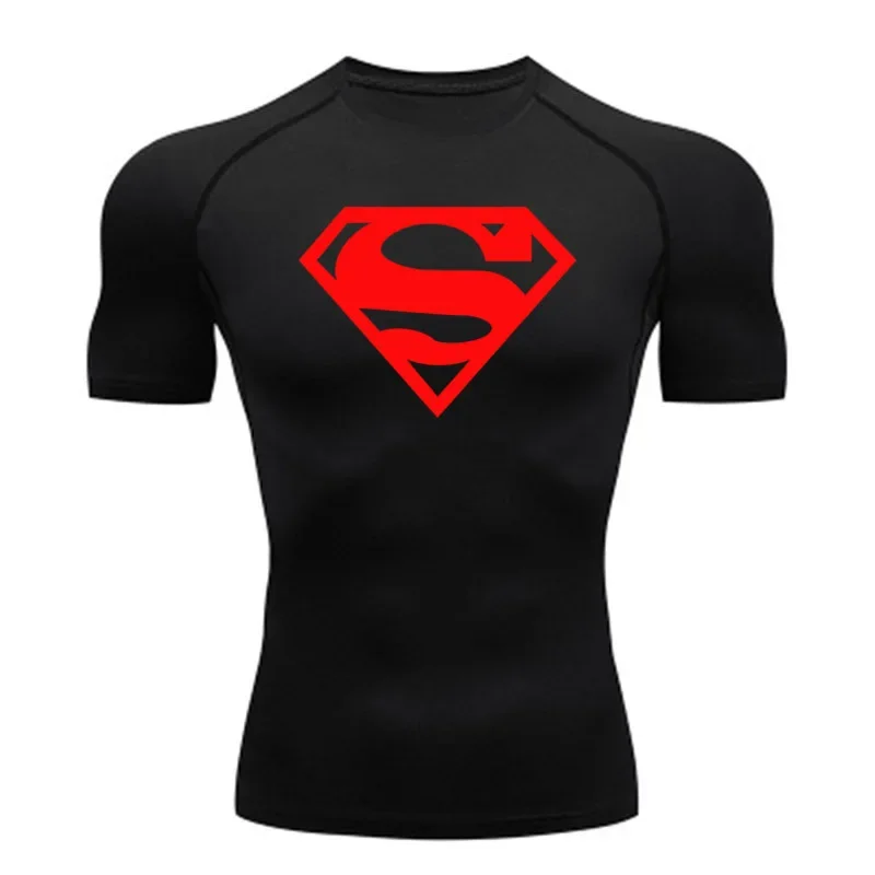 

Mens Superhero Running Short Sleeve Printed T-shirts Men Compression Shirts Raglan Sleeve New Compression Costume Tops