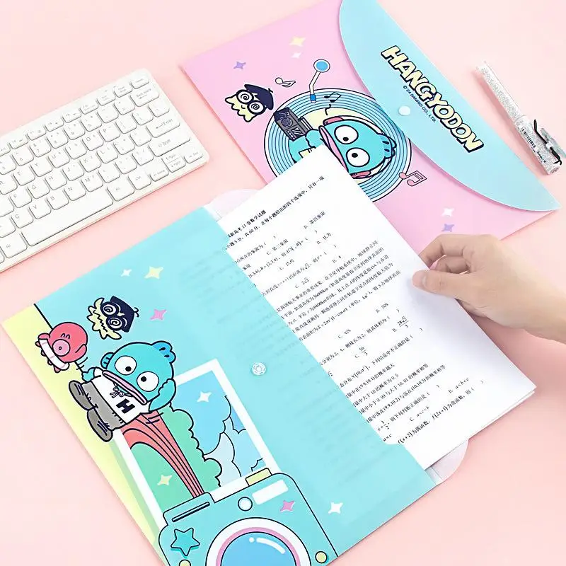 

Новинка кавайная симпатичная папка Sanrio Hangyodon A4 с пряжкой сумка из полипропилена Водонепроницаемая бумажная сумка для хранения файлов Аниме периферийные принадлежности праздничный подарок