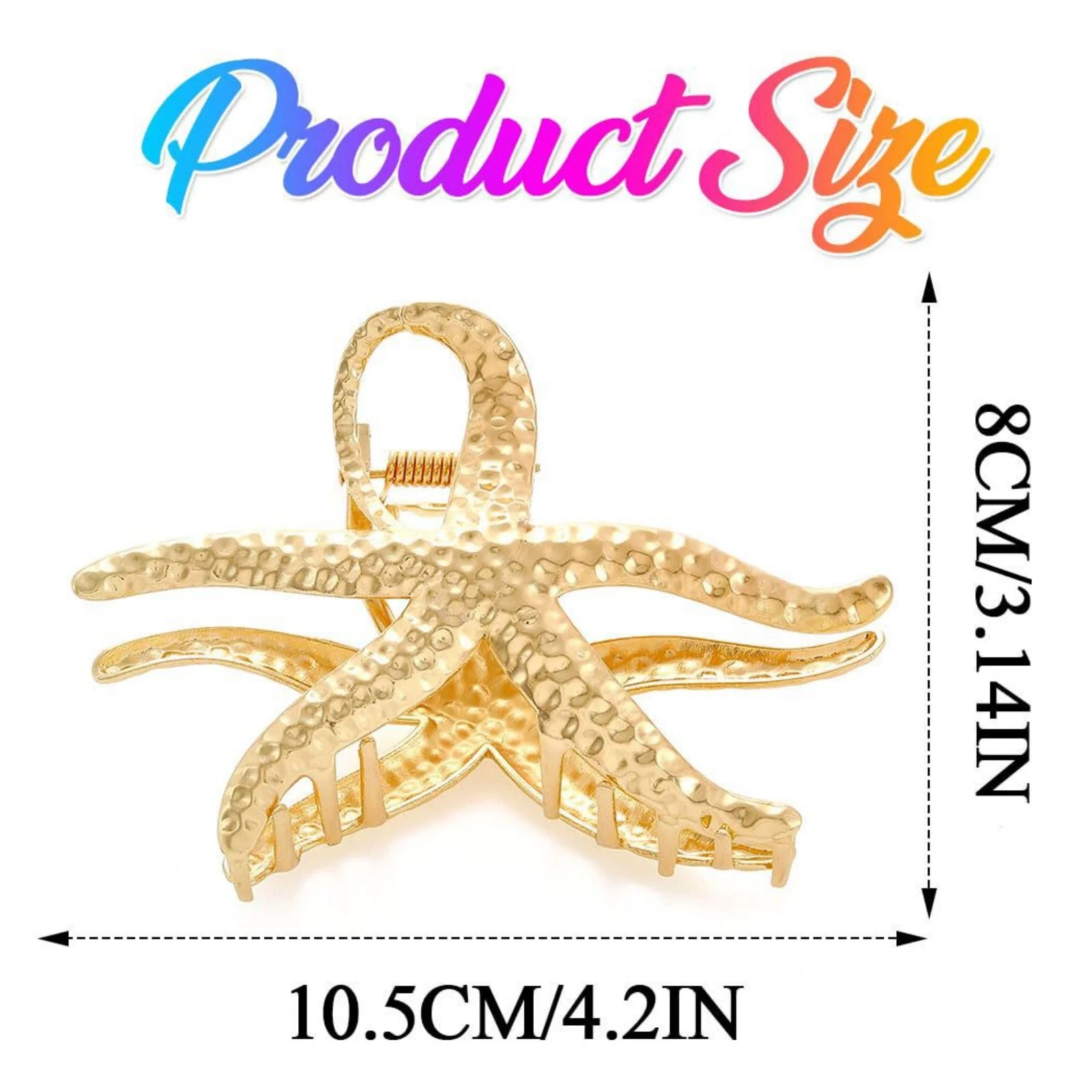 1PC Starfish - Shaped Hair Claw Clips, Gold & Silver Textured Metal Hair Grips, Chic Beachy Hair Accessories for Women