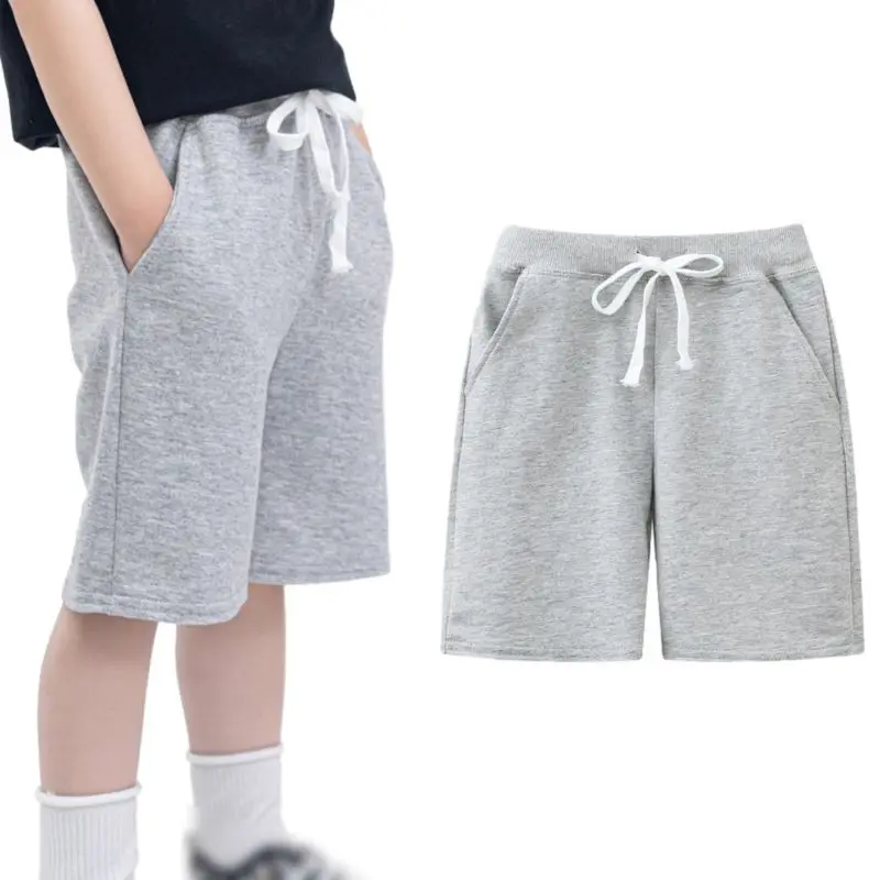 Spring Boys Shorts Kids Trousers Solid Color Casual Children Beach Loose Casual Short Pants Comfortable Cotton Pants 4-6Years