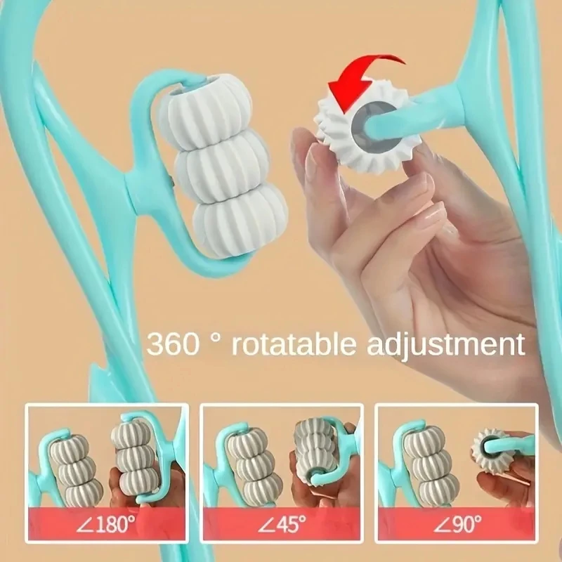 OREADEX Four Wheel Cervical Massager Can Be Turned Manual Neck Clip Neck Shoulder Neck Waist Leg Kneading Divine Device Gift