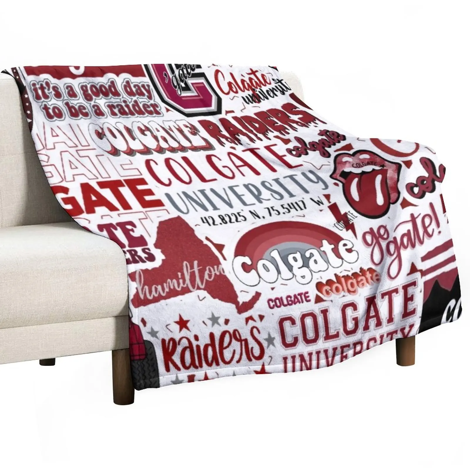 

C O L G A T E Collage Design Throw Blanket Flannel Blanket Camping Blanket