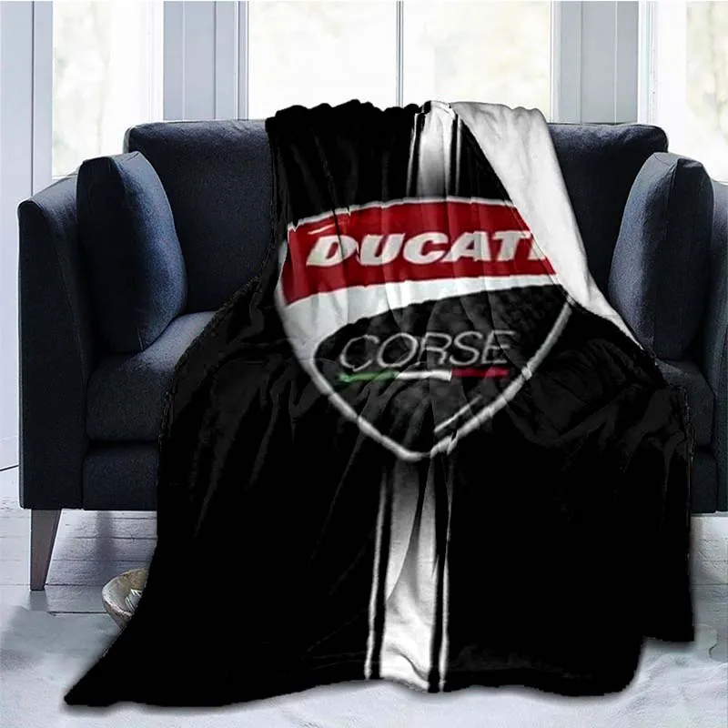 

Fashionable Ducati domineering motorcycle retro boy logo flannel sofa cover bed cover home travel portable winter warm blanket