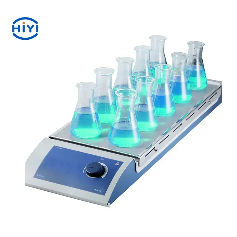 

HiYi MS-H-S10 10-Position Magnetic Hotplate Stirrer Heating range covers from 120 to 550 Degree Celsius