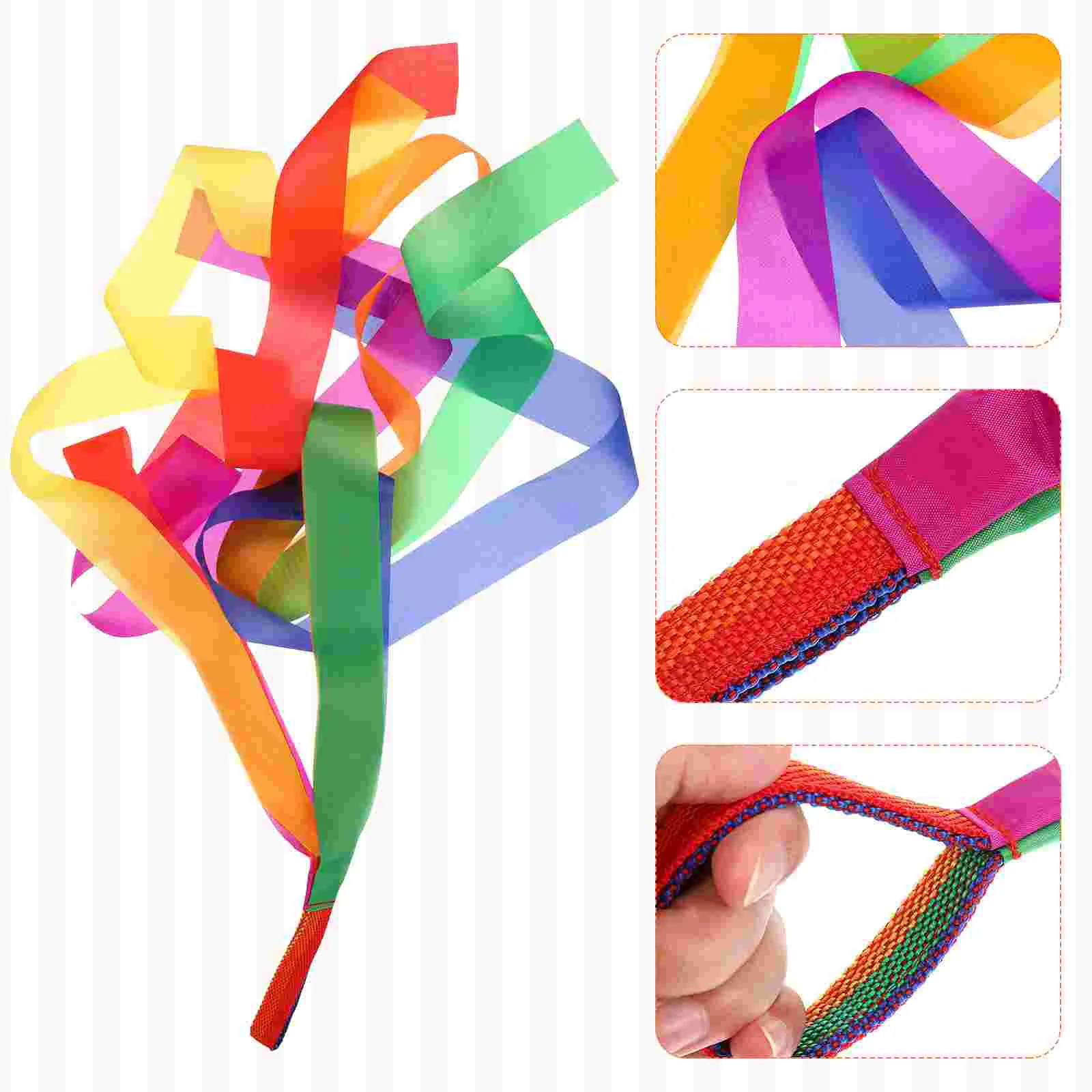 

Toyvian Handheld Ribbon Streamers Colorful Rainbow Streamers Polyester Children Ribbon Toys Rhythm Ribbons