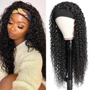 Parrucca con Fascia Riccia Senza Colla, Parrucche di Capelli Umani per Donne di Colore, Densità 250%, Pronta da Indossare, Parrucca di Capelli Umani Realizzata a Macchina, Nero Naturale