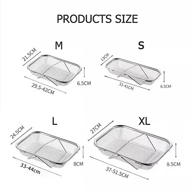 Drain Basket Stainless Steel Vegetable Basket Retractable Kitchen For Washing Vegetables Fruits Dishes Draining Pasta collapsible colander