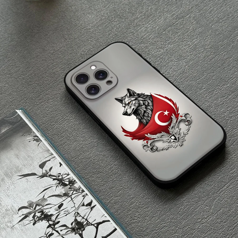 Coque Anti-dérapante Pour IPhone – Drapeau Turquie Et Loup