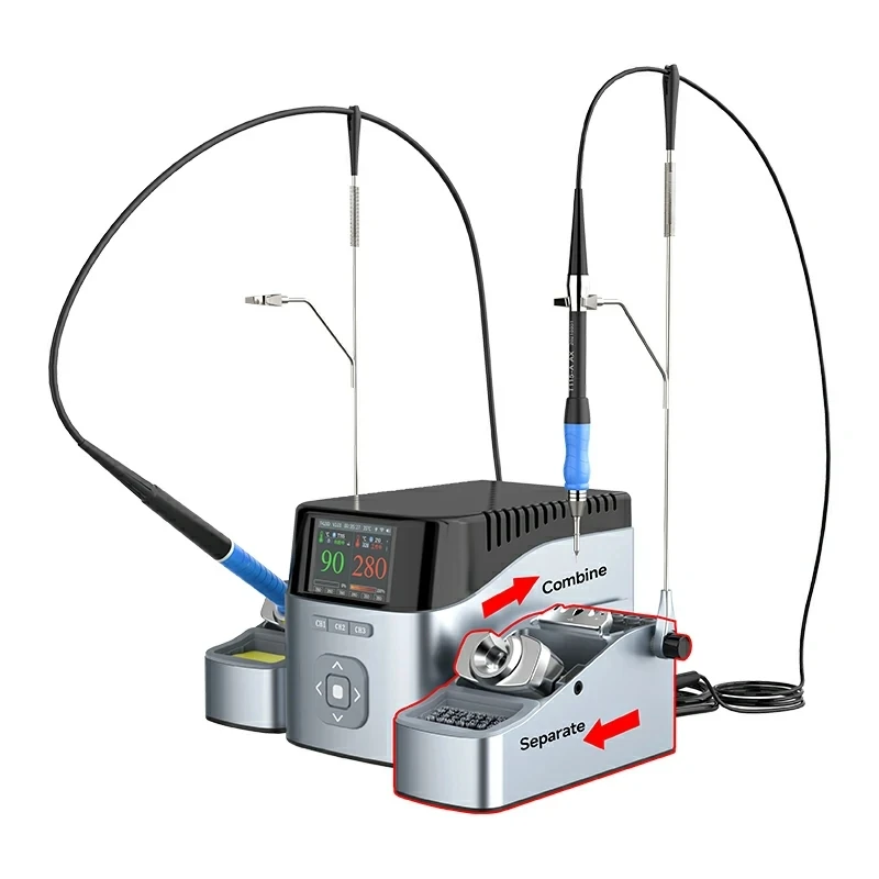 Aixun T420D Intelligent Double Welding Station with Handle Seat T245 T210 T115 Welding Handle Iron Tips for PCB BGA Repair soldering station soldering tool welding tool