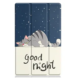 11.5'' Folding Stand Wake Sleep PU Leather Tablet Cover - Premium Design for Enhanced Protection and Style (Goodnight Cat)