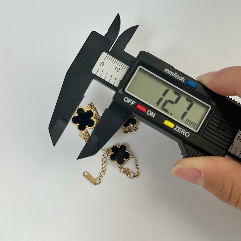 Adjustable Stainless Steel Bracelet Double Sided Bracelets Five Leaf Petals Flower Gold Plated Clover Women Fashion Jewelry