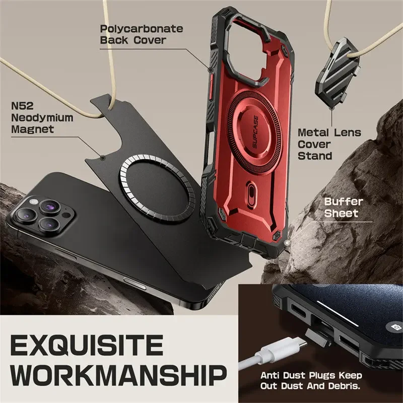 iPhone Case Phone Case Magnetic Case Camera Lens Protector Case Camera Protector Case Phone Protector Cover Camera Lens Case For iPhone 16 Pro Max 6.9" SUPCASE UB Mag XT Heavy Duty Rugged