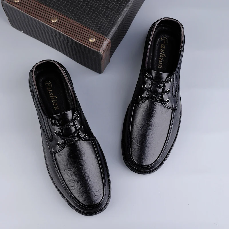 Brand Men's Genuine Leather Shoes Thick Sole Lace Up Office Business Shoes Men's Outdoor Casual Shoes High Quality Sports Shoes