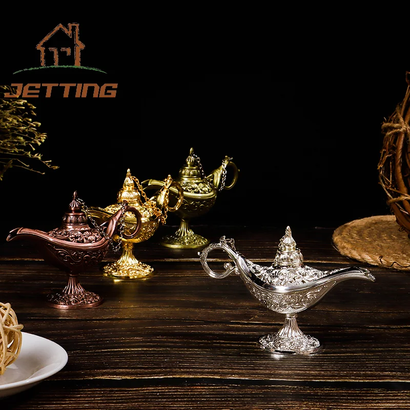 Hollow Fairy Tale Aladdin Lamp Wishing Tea Pot Retro Home Aromaterapia Ornaments