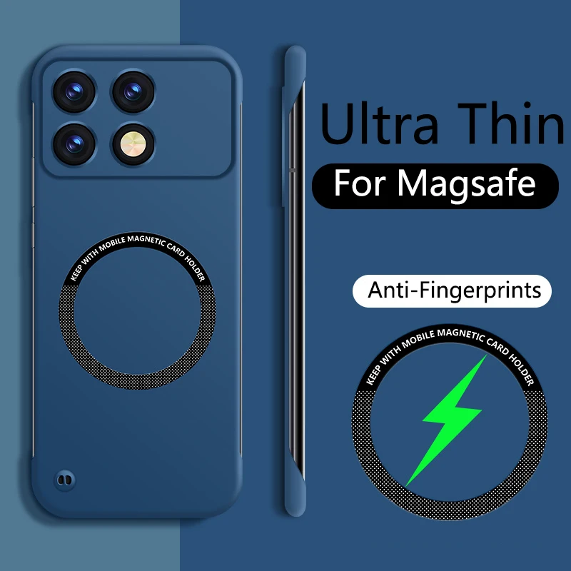 Ultra-Thin Frameless Magnetic For Magsafe Wireless Charge Case for Xiaomi Redmi Note 14 13 12 11 10 9 Pro Plus Ultra K70_voghion.com