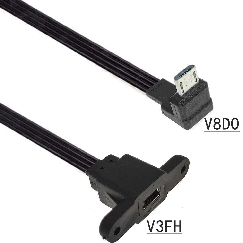

Micro to mini USB female elbow adapter cable, mini T-shaped port, 90 degree elbow, Android conversion, left and right bends