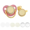 Blank Personalized Baby Pacifier with Chain Clips Covers Luxury Bling Zircon Silicone Dummy Nipple Teether Newborn Gift 5Set/lot 4