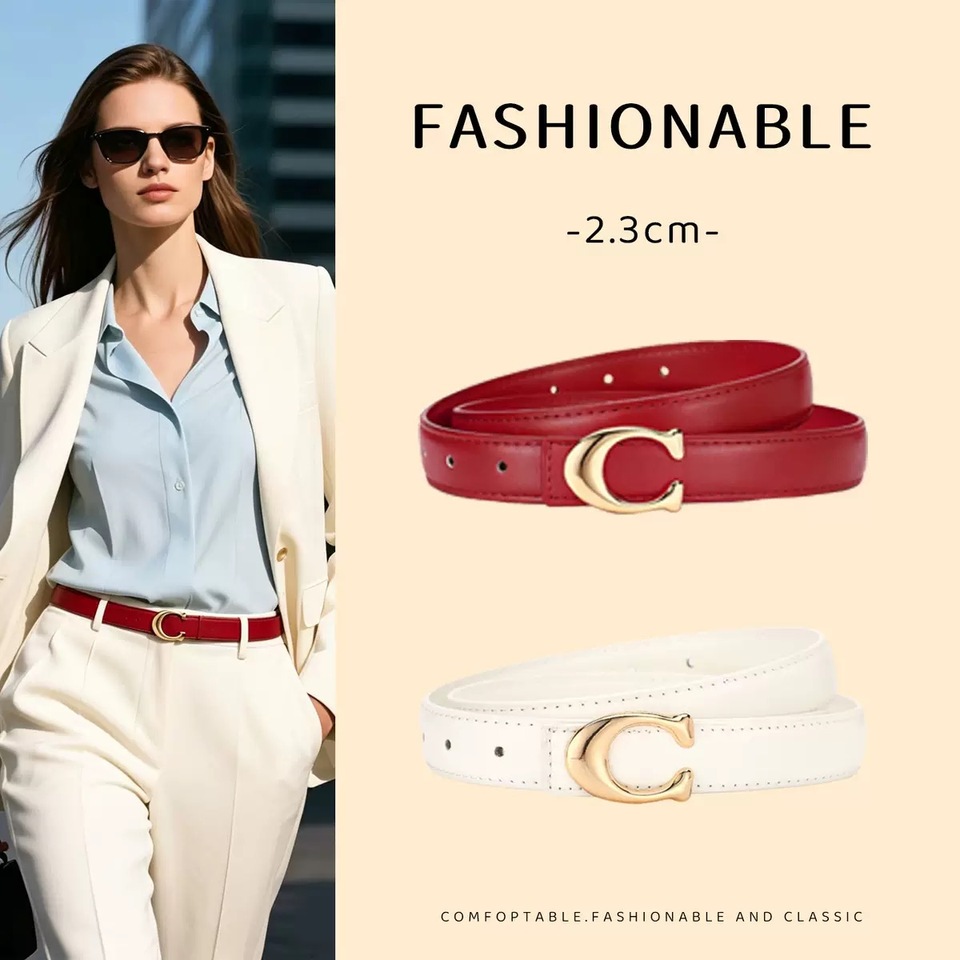 Genuine Leather Soft C-type Smooth Buckle Belt Business Versatile Casual Belt Women's Clothing Accessories Versatile Fashion