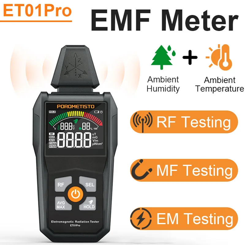 ET01Pro EMF Meter Magnetic Field Detector 5 In1 Electromagnetic Radiation Detector Magnetic Field Scanning Measuring Instrument radiation detector emf meter tester