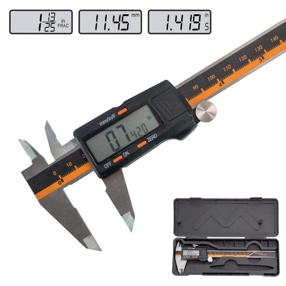 150mm High-Precision Digital Caliper Stainless Steel Vernier Caliper MM/Inch 0.01mm Resolution Ideal for Mechanical Students Use