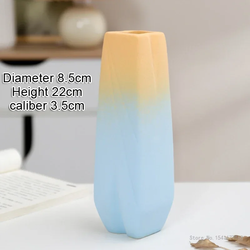 Creative Northern Europe Ceramic Flower Arrangement Device Home Living Room Bedroom Dining Table Decor, Color Gradient Vase, 1Pc