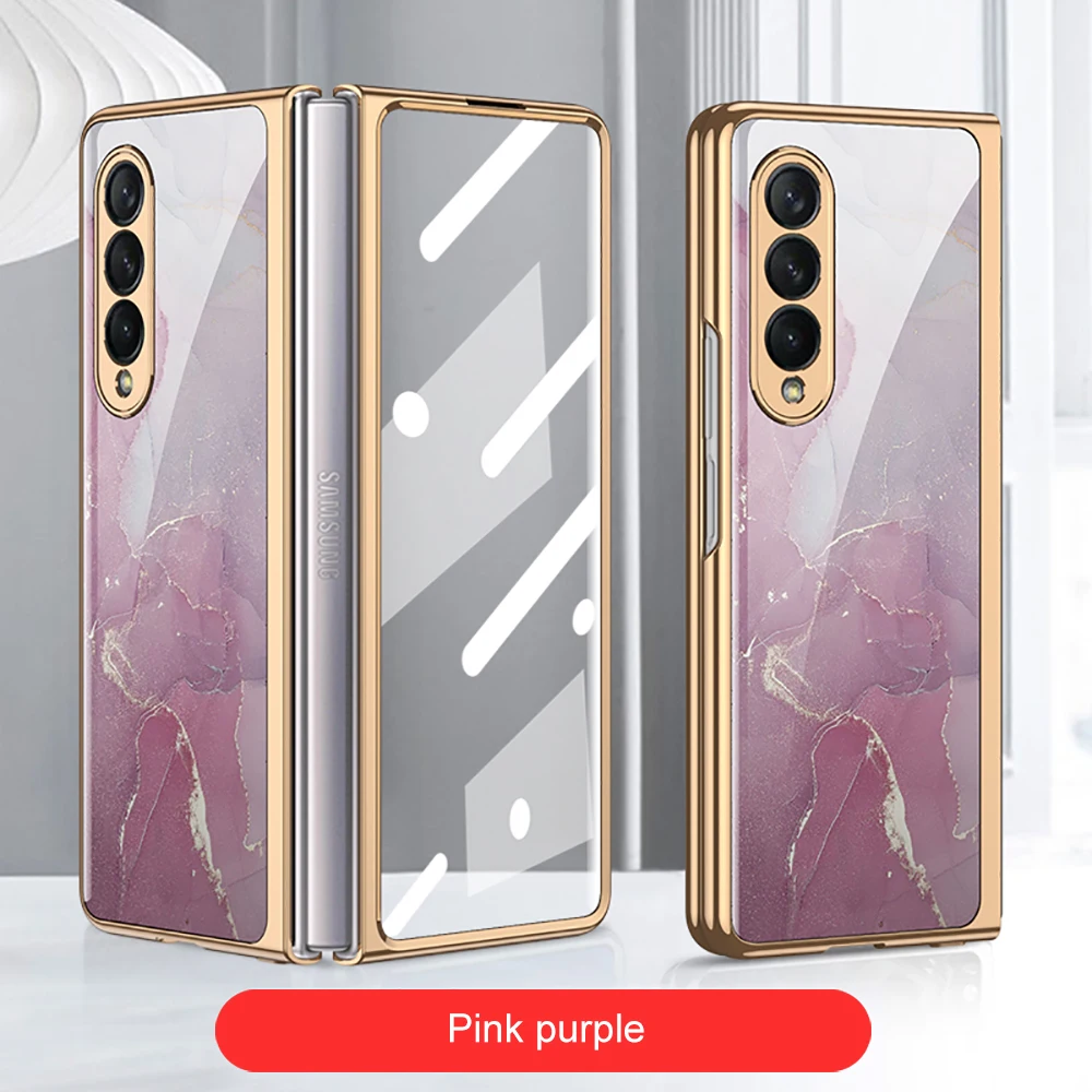 samsung silicone Sang Trọng Kính Cường Lực Dành Cho Samsung Galaxy Z Gấp 3 Ốp Lưng 5G Mạ Nhựa Khung Kính Cứng Dành Cho galaxy Z Fold3 kawaii phone case samsung Cases For Samsung