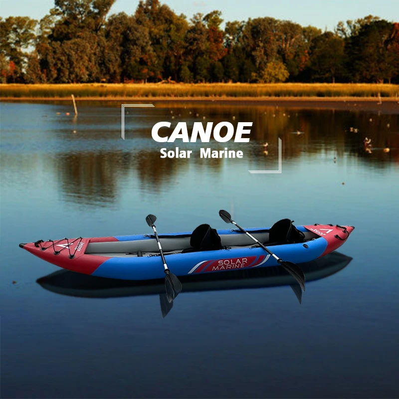 Solar Marine 2 Person Tandem Inflatable Fishing Kayak Includes Aluminum Paddles Pump and Air Mat