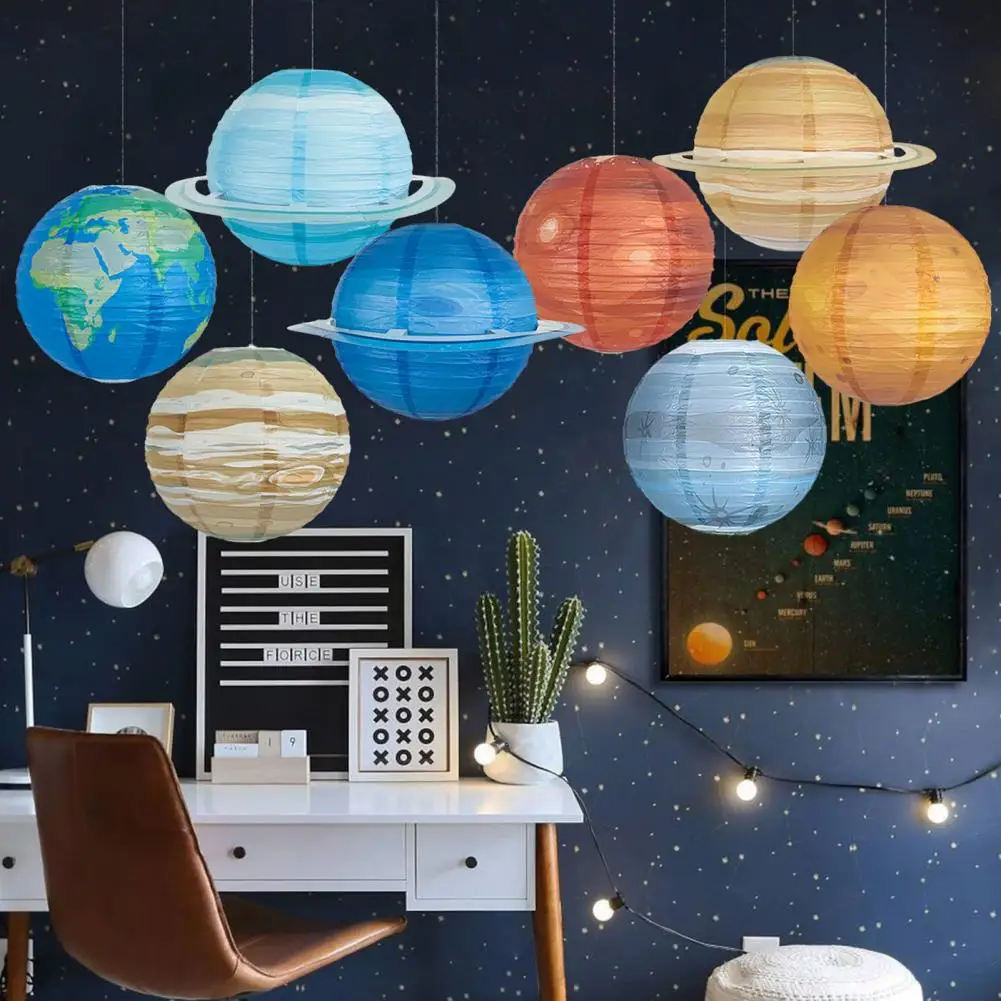 

Planet Paper Lanterns Colorful Paper Lantern Stellar Solar System Paper Lanterns 8-piece Outer Space Theme Party Decor for Kids'