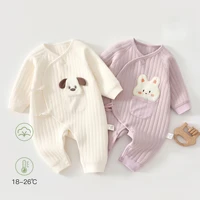 AYNIGIELL Autumn Newborn Butterfly Coat Thickened Warm Jumpsuit 0-6 Months Baby Cartoon Animal Pattern Pure Cotton Baby Outfit