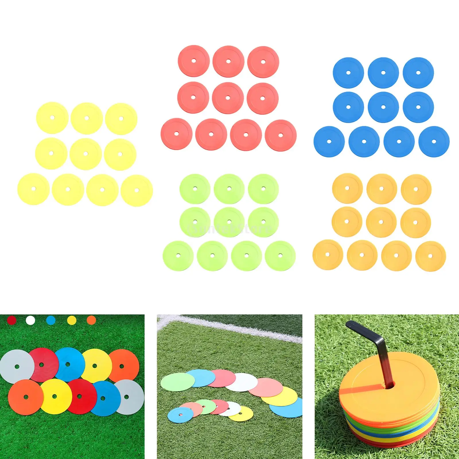 10PCS Soccer Flat Disc Markers Non-Slip Spots Markers Football Basketball Sports Speed Agility Training Aids Accessories