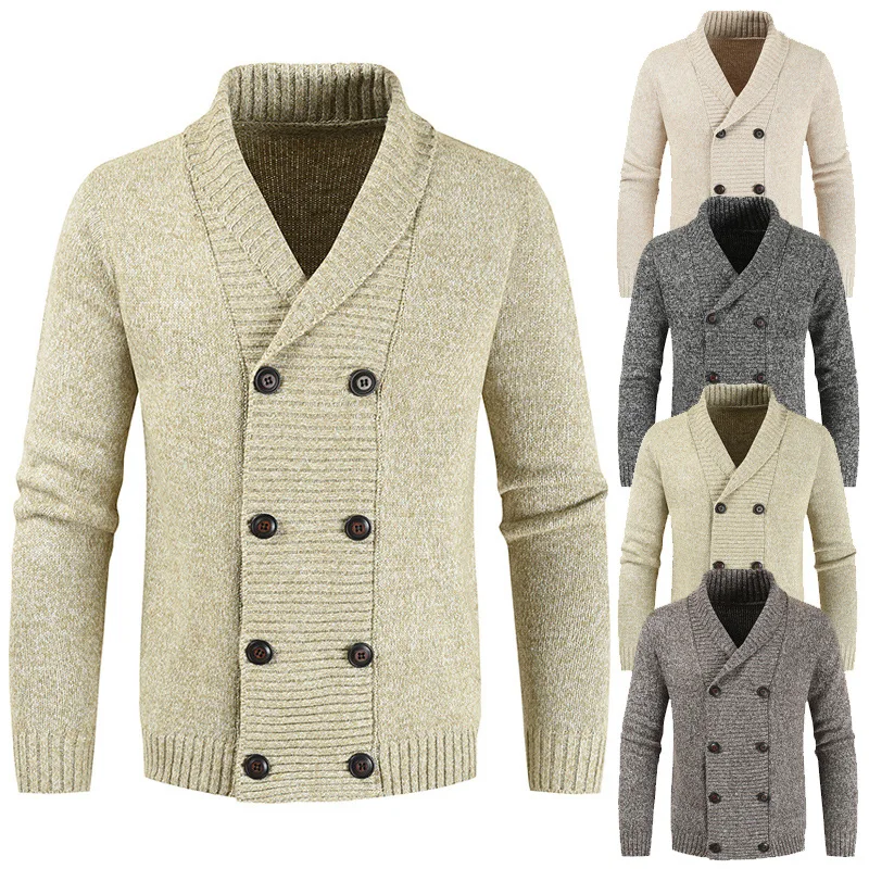 

Double-Breasted Sweater for Men, Casual Youth Cardigan, European and American Fashion, New, 2023 Autumn