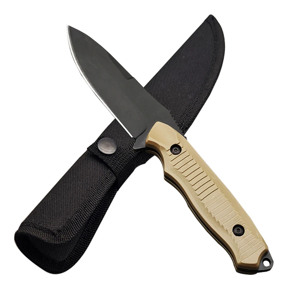 

ToughKeng Pocket Outdoor Camping Knife Non-slip ABS Handle Survival Tool Fixed Blade Knife with Nylon Sheath