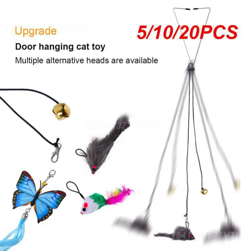 

5/10/20PCS Mouse Cat Stick For Indoor Funny Cat Scratch Rope Cats Play Exercise Cat Toy With Bell Interactive Cat Stick