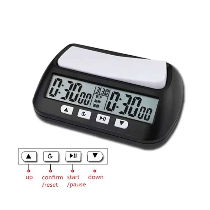 Chess Timer Y1UC Professional Chess Clock Compact Digital Watch Count Up Down Timer Board Game Stopwatch Bonus Competition Hour Meter
