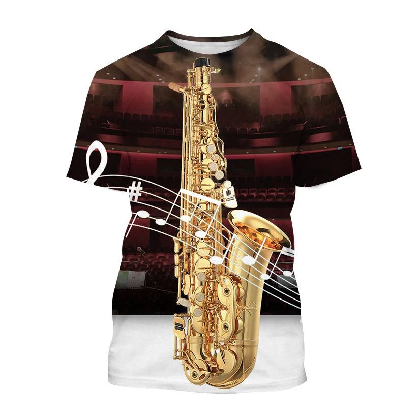 Saxophone 3D Print Short Sleeve T Shirt