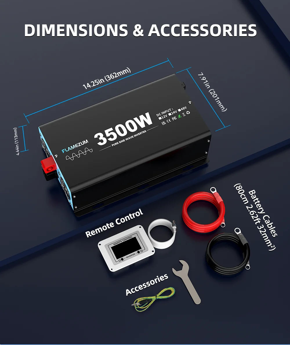 3500 W kontinuierliche Leistung reiner Sinus-Wechselrichter Spitzenleistung 7000 W DC 12 V zu AC 230 V 50 Hz EU-Buchse LCD-Auto-Voltmeter-Konverter – Detail 7