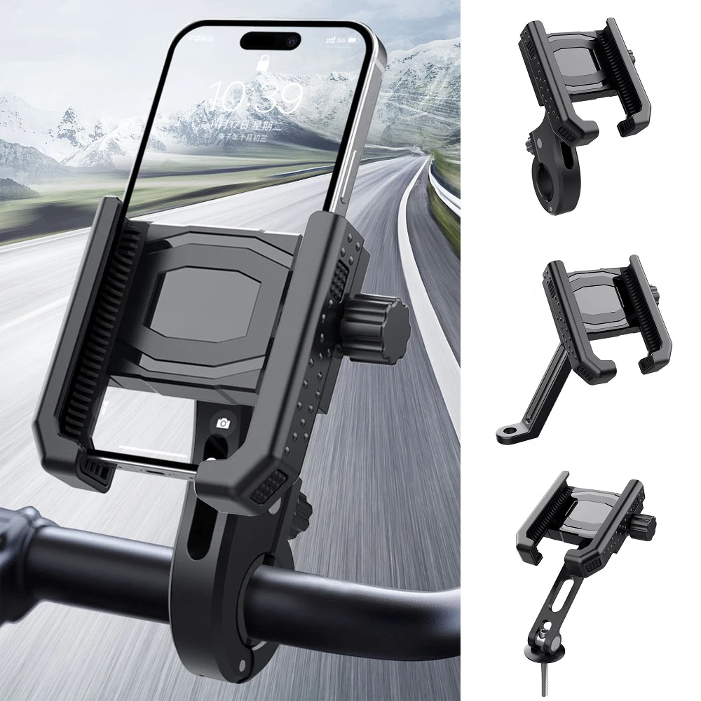 Support de téléphone portable pour guidon de vélo, moto, scooter, rétroviseur, support de téléphone portable, VTT, vélo, navigation GPS, commandes rapides