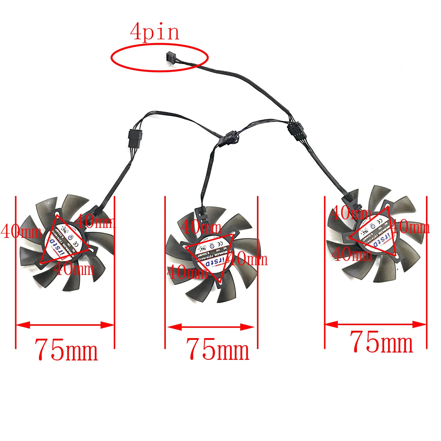 Podwójne roletki DIY 75MM 4PIN FD7010H12S FD8015H12S wentylator chłodnicy AMD RX RADEON VII wentylator GPU dla XFX ASUS MSI RX RADEON VII wentylator