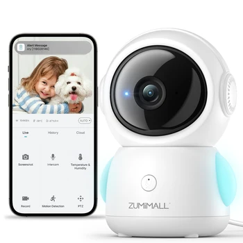 ZUMIMALL Wired security Camera, 5G/2.4G WiFi Baby/Pet Monitor with Camera and Audio,One-Click Call, Auto Tracking, Cry/PIR/AI 1