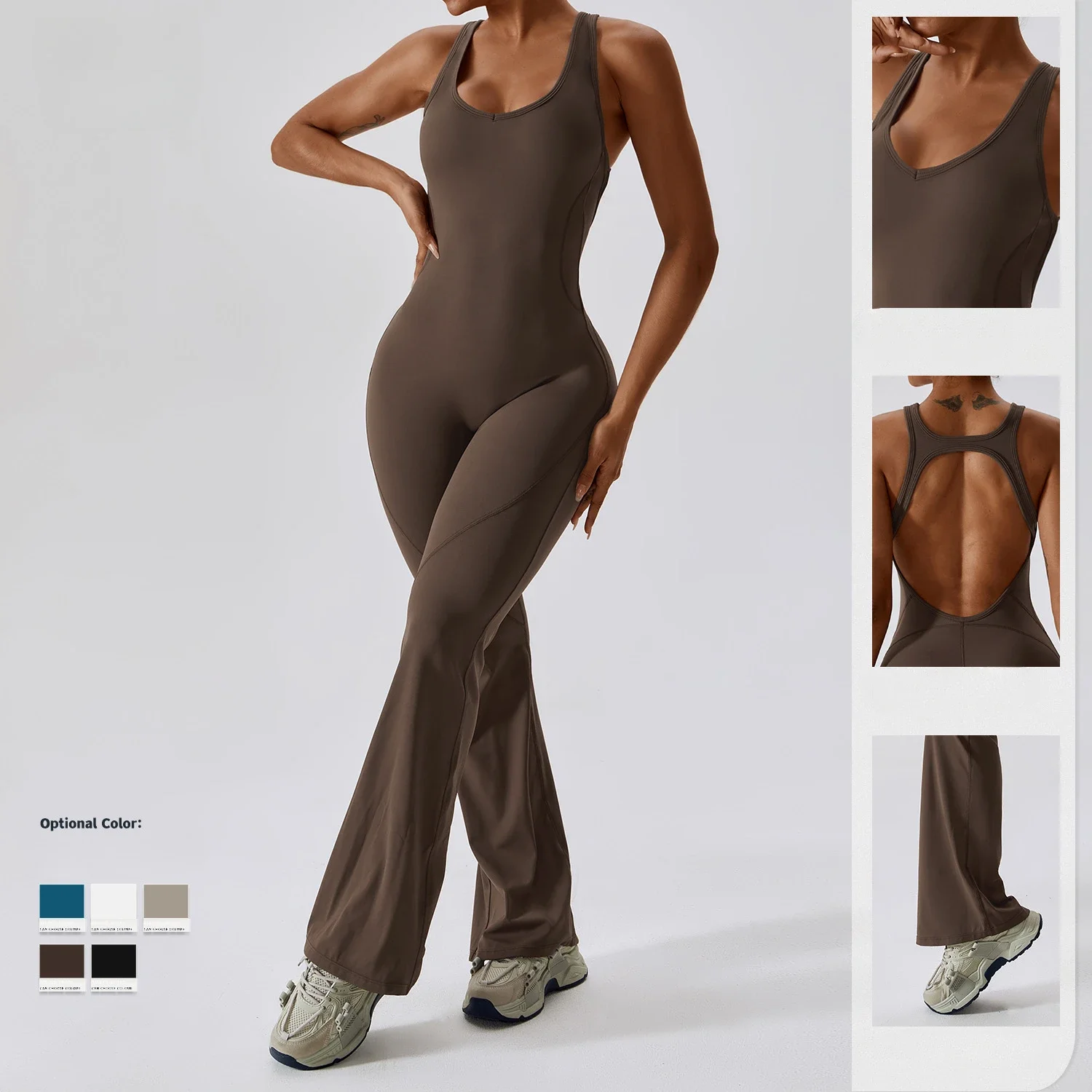 Quick drying tight fitting dance sports fitness wear hip lifting abdominal tightening, micro pulling jumpsuits for women