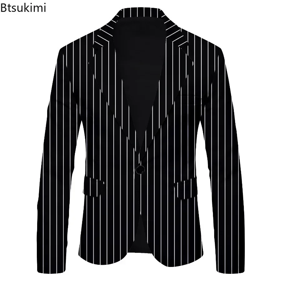 Men's Slim Fit Blazers Jacket Fashion Gradient Print Suit Coats Man Trend Streetwear Casual Party Stage Prom Costume Male