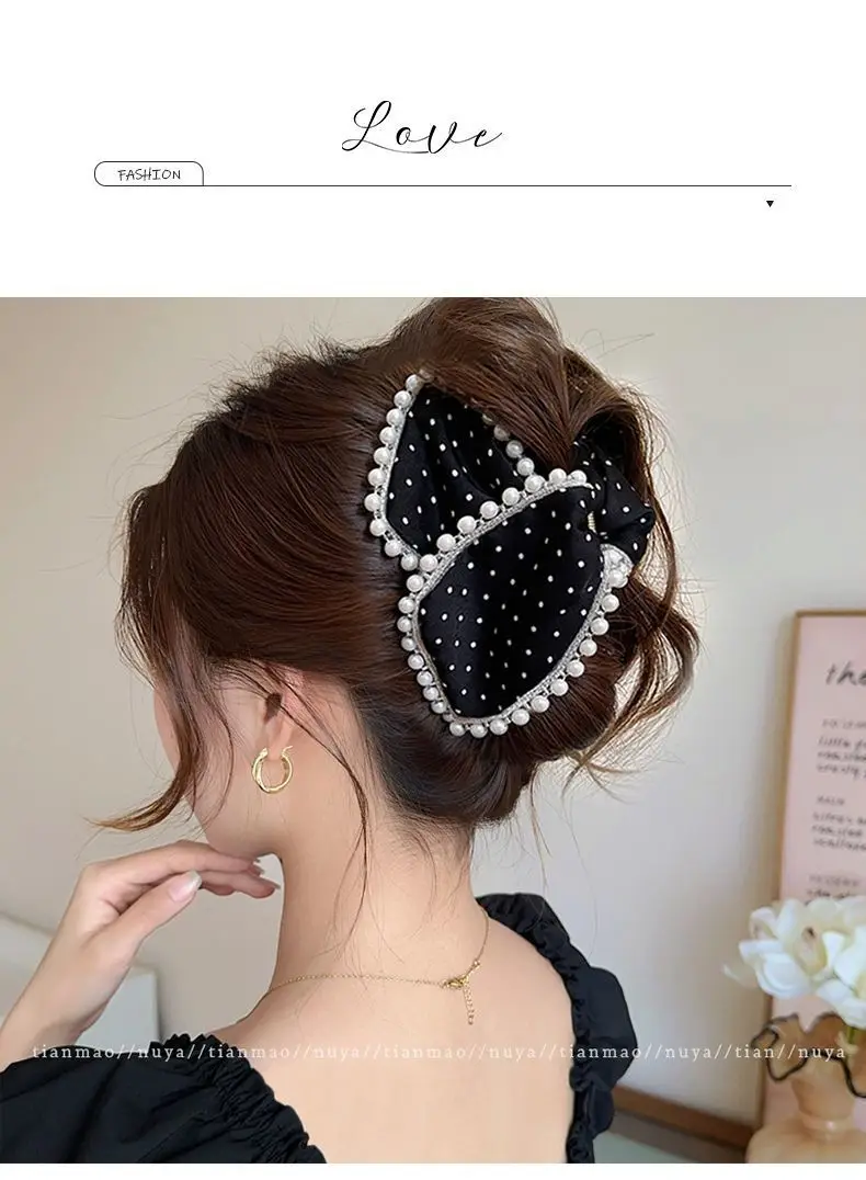1 Stück Damen-Haarklammern, gepunktet, Perle, elegant, süß, sanft, modisch, Haarklammern, einfach, vielseitig, Haarschmuck für Mädchen – Detail 1