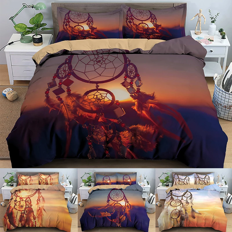 

HD Printing DreamCatcher Design 2//3PCS Bedclothes Duvet Cover Quilt covet Set Single/Double/Full/Queen/King Size bedding luxury
